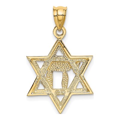 14K Yellow Gold Chai Star of David Charm – view 4