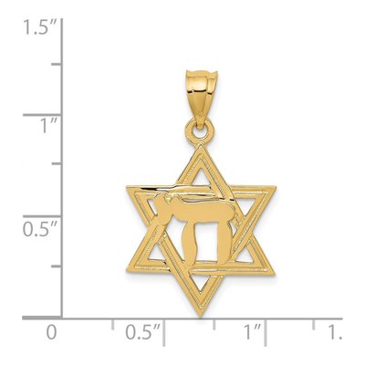 14K Yellow Gold Chai Star of David Charm – view 5