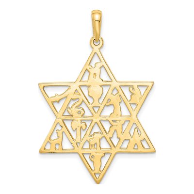 14K Yellow Gold Tribes Star of David Pendant – view 5