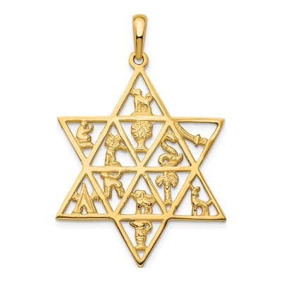 14K Yellow Gold Tribes Star of David Pendant