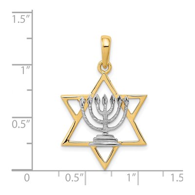14K Yellow Gold Menorah Star of David Pendant – view 5