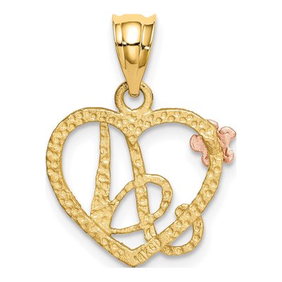 14K Two-Tone Gold Heart Letter A Pendant – view 4