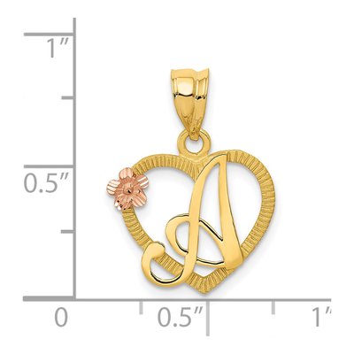 14K Two-Tone Gold Heart Letter A Pendant – view 5