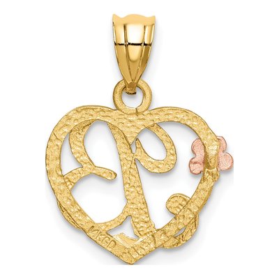 14K Two-Tone Gold Heart Letter B Pendant – view 4