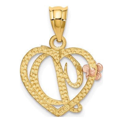 14K Two-Tone Gold Heart Letter D Pendant – view 4