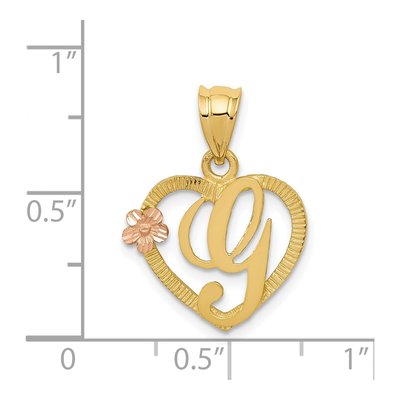 14K Two-Tone Gold Heart Letter G Pendant – view 5