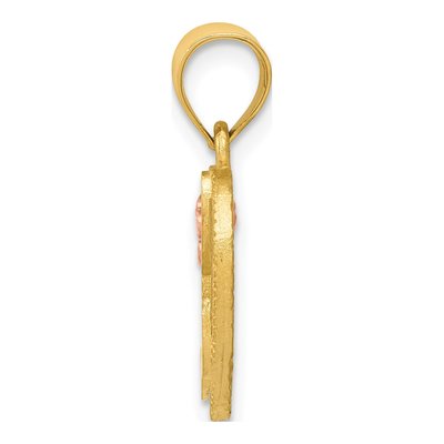 14K Two-Tone Gold Heart Letter H Pendant – view 3