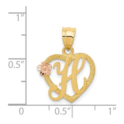 14K Two-Tone Gold Heart Letter H Pendant – view 5