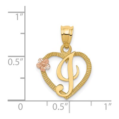 14K Two-Tone Gold Heart Letter I Pendant – view 4