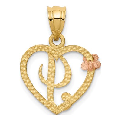 14K Two-Tone Gold Heart Letter I Pendant – view 5