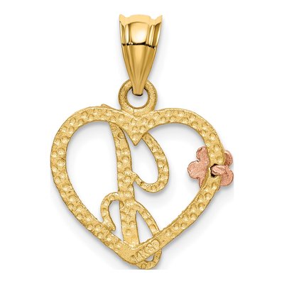 14K Two-Tone Gold Heart Letter J Pendant – view 4