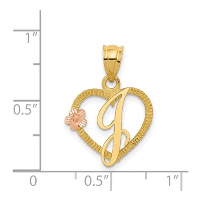 14K Two-Tone Gold Heart Letter J Pendant – view 5