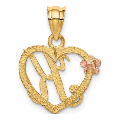 14K Yellow Gold Heart Letter K Pendant – view 4