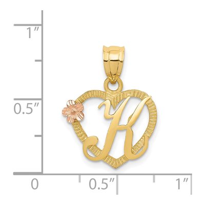14K Yellow Gold Heart Letter K Pendant – view 5