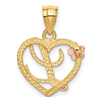 14K Yellow Gold Heart Letter L Pendant – view 4