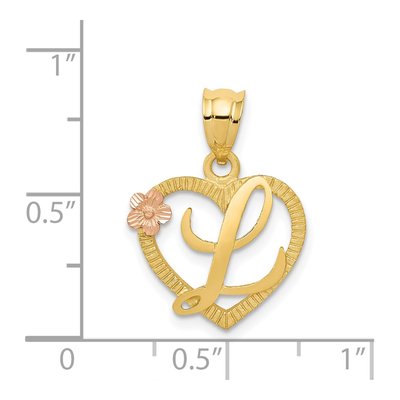 14K Yellow Gold Heart Letter L Pendant – view 5