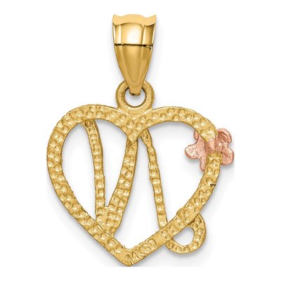 14K Two-Tone Heart Initial N Pendant – view 4
