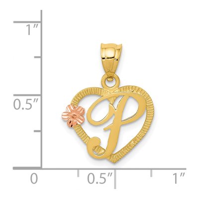14K Two-Tone Gold Heart Letter P Pendant – view 5