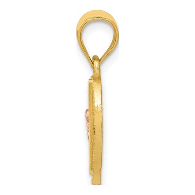 14K Two-Tone Gold Heart Letter V Pendant – view 3