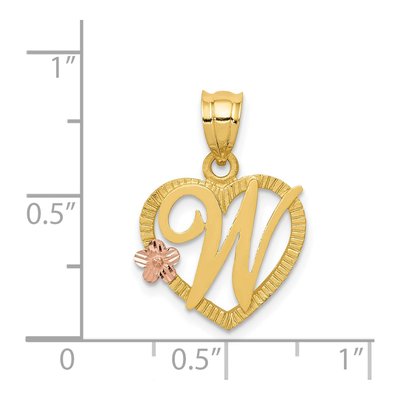 14K Two-Tone Gold Heart Letter W Pendant – view 5
