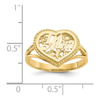 14K Yellow Gold MOM Heart Number 1 Ring – view 4