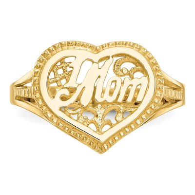 14K Yellow Gold MOM Heart Number 1 Ring – view 6