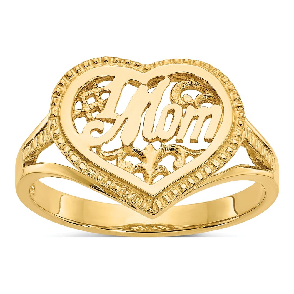 14K Yellow Gold #1 MOM Heart Ring