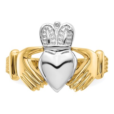 Men's 14K Two-Tone Gold Claddagh Ring – view 6