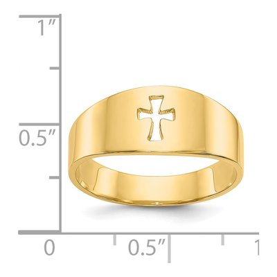 14K Yellow Gold Cut-Out Cross Ring – view 4