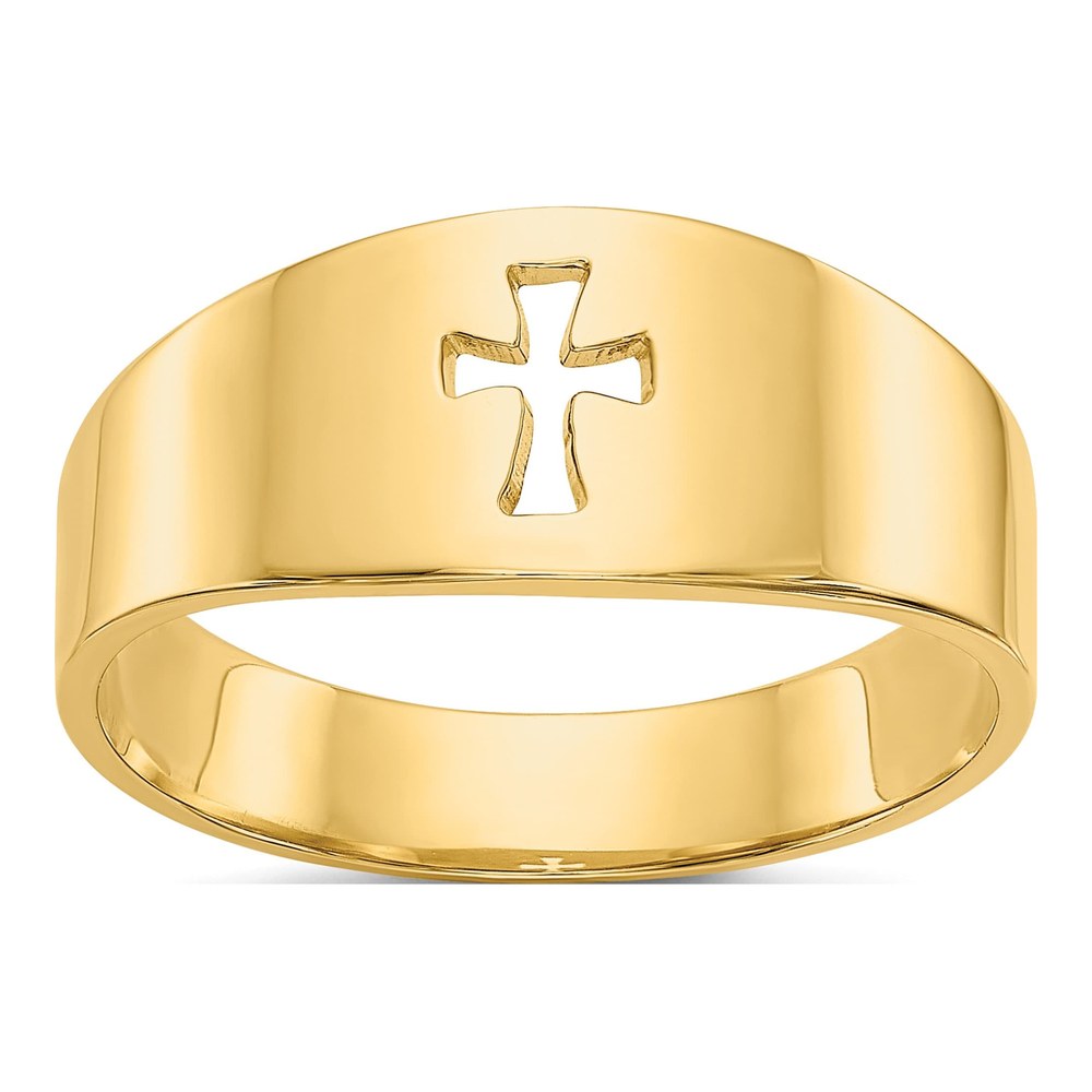 14K Yellow Gold Cut-Out Cross Ring