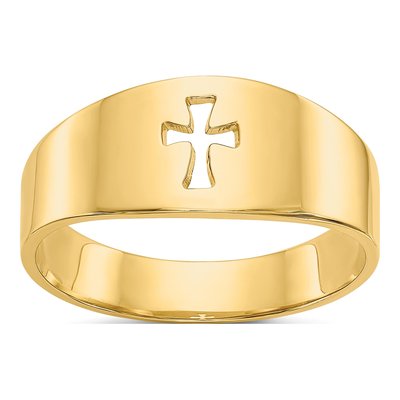 14K Yellow Gold Cut-Out Cross Ring