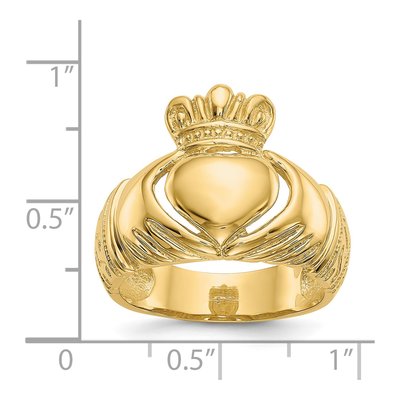 Men's 14K Yellow Gold Domed Claddagh Ring – view 4