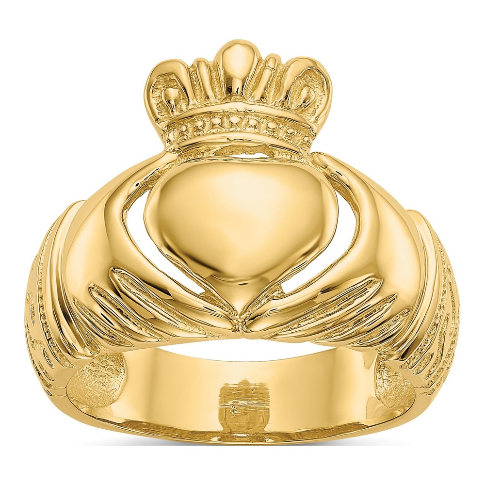 Men's 14K Yellow Gold Domed Claddagh Ring