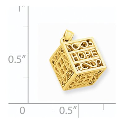 14K Yellow Gold Faith Hope Prayer Box Charm – view 4