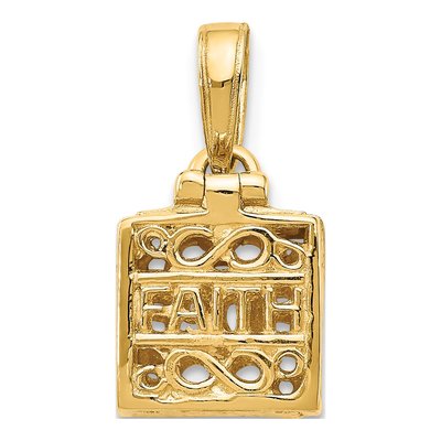 14K Yellow Gold Faith Hope Prayer Box Charm – view 5