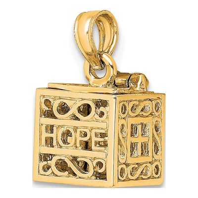 14K Yellow Gold Faith Hope Prayer Box Charm