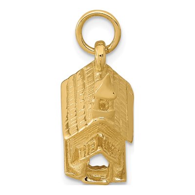 14K Yellow Gold 3-D Church Pendant – view 3