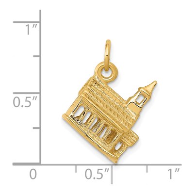 14K Yellow Gold 3-D Church Pendant – view 4