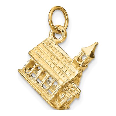 14K Yellow Gold 3-D Church Pendant – view 6
