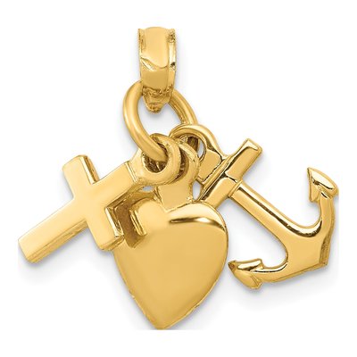 14K Yellow Gold Faith Charm