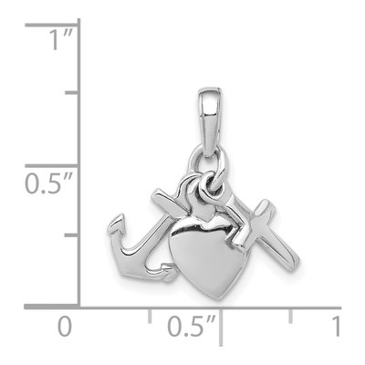 14K White Gold 3-D Faith Hope Charity Charm – view 4