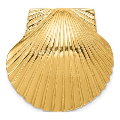 14K Yellow Gold Scallop Shell Omega Slide Pendant