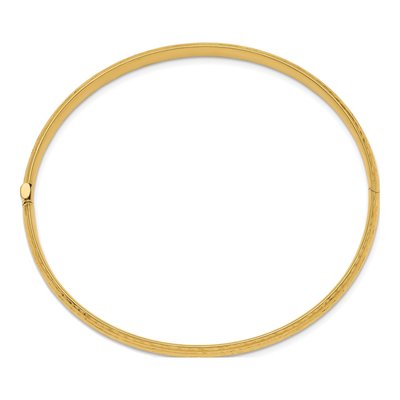 14K Yellow Gold Hinged Diamond-Cut Bangle Bracelet – view 3
