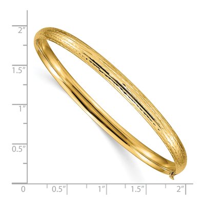 14K Yellow Gold Hinged Diamond-Cut Bangle Bracelet – view 4