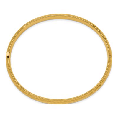 14K Yellow Gold Diamond-Cut Hinged Bangle Bracelet – view 3