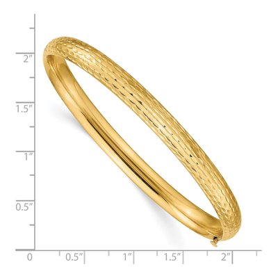 14K Yellow Gold Diamond-Cut Hinged Bangle Bracelet – view 4