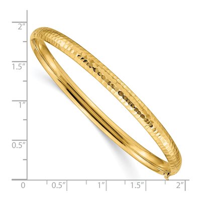 14K Yellow Gold Hammered Hinged Oval Bangle Bracelet – view 4
