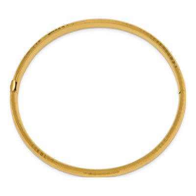 14K Yellow Gold Hammered Hinged Oval Bangle Bracelet – view 3