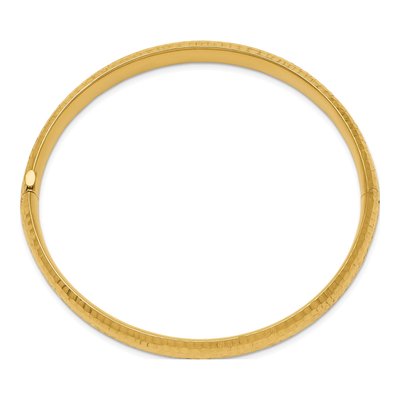 14K Yellow Gold Hammered Hinged Bangle Bracelet – view 3