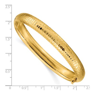 14K Yellow Gold Hammered Hinged Bangle Bracelet – view 4